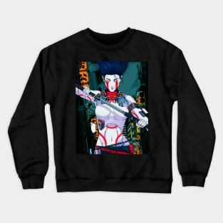 Vaporwave Samurai Cyberpunk Goth Dystopian Cyborg Girl Crewneck Sweatshirt